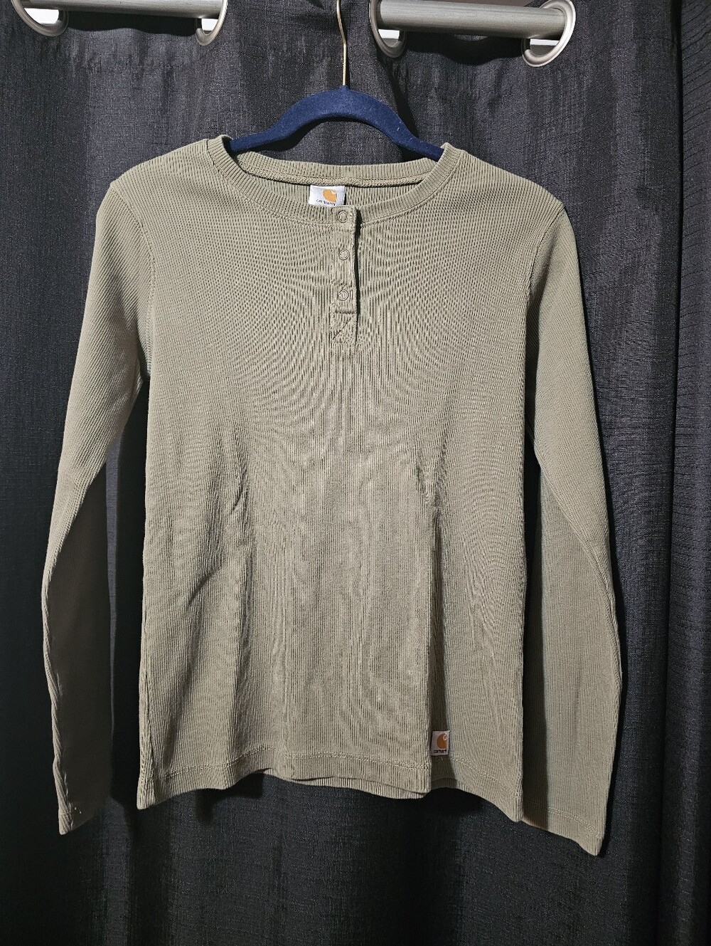 Carhartt Olive Green Thermal Henley Long Sleeve Top Women's Small